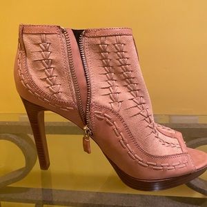 Vince Camuto Leather & Suede Open Toe Bootie